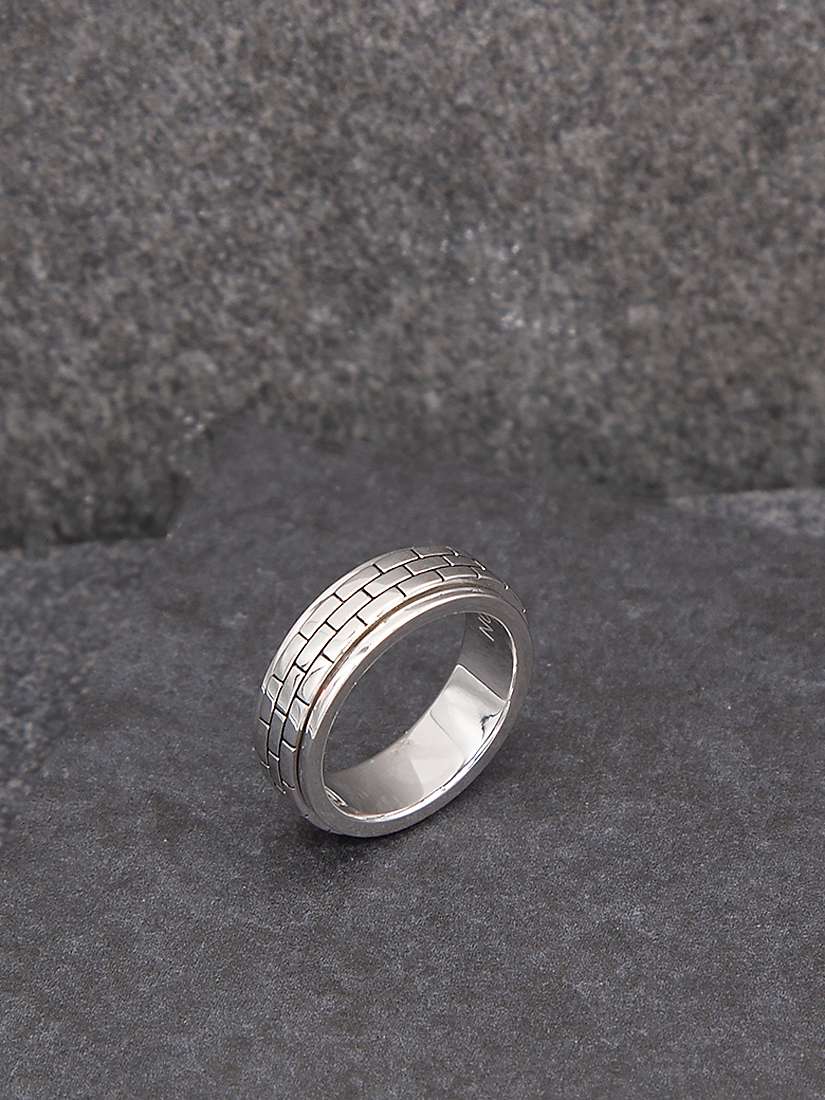 Buy Hoxton London Men's Brick Textured Spinning Ring, Silver Online at johnlewis.com