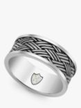 Hoxton London Men's Bamboo Oxidised Ring, Silver