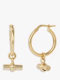 LARNAUTI Annecy T-Bar Charm Hoop Earrings, Gold
