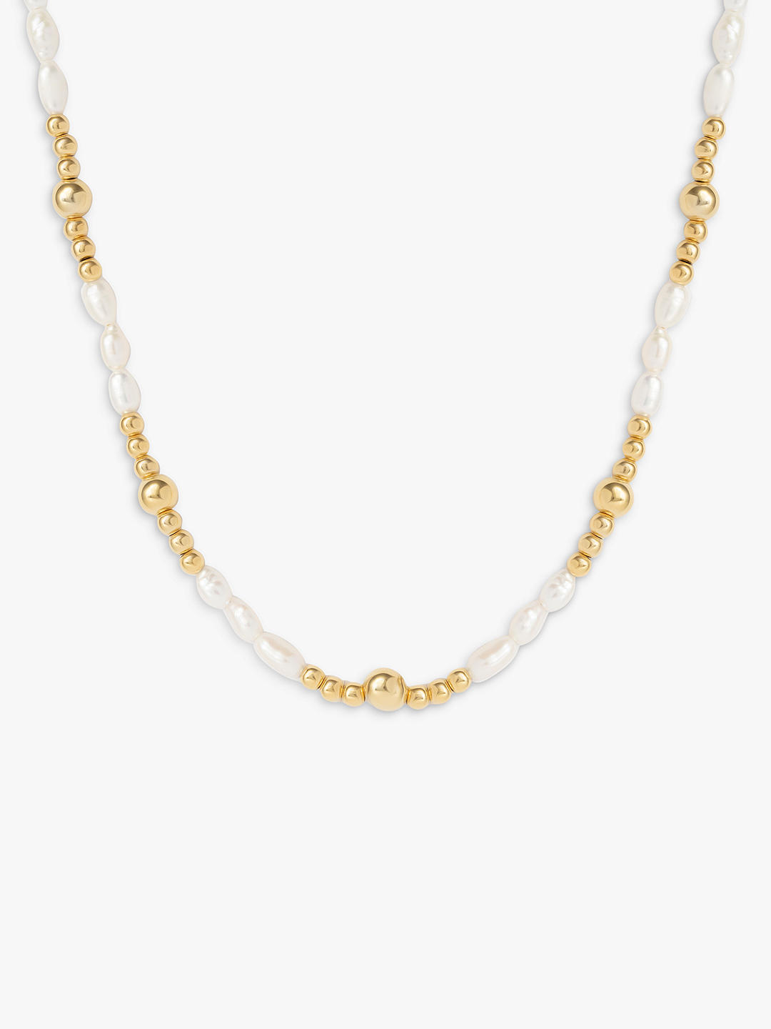 LARNAUTI Annecy Freshwater Pearl Beaded Necklace, Gold/White