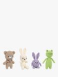 Knitty Critters Pouch Pal Animal Friends Amigurumi Crochet Kit, Rabbits/Frog/Bear