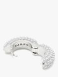 AllSaints Faux Pearl Chunky Huggie Hoop, Warm Silver