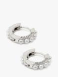 AllSaints Faux Pearl Huggie Hoop Earrings, Pack of 2, Warm Silver