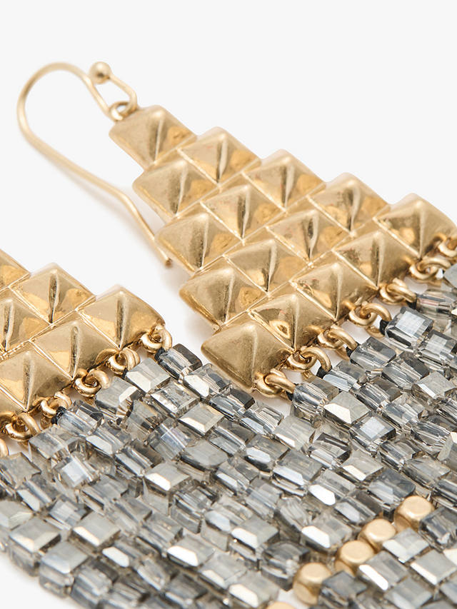 AllSaints Pyramid Beaded Chandelier Earrings, Warm Brass