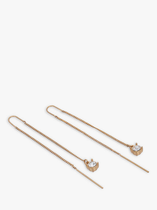 AllSaints Crystal Chain Threader Earrings, Warm Brass