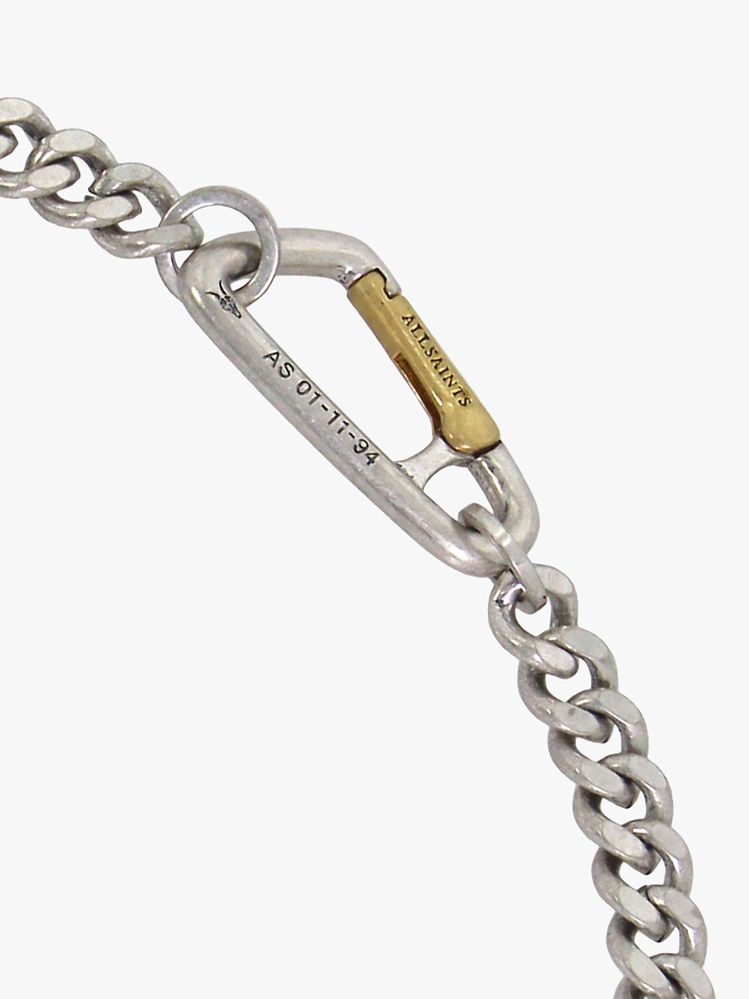 Buy AllSaints Unisex Carabiner Clasp Curb Chain Necklace, Warm Brass/Silver Online at johnlewis.com