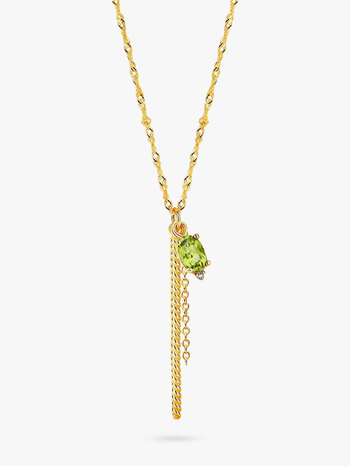 Buy DPT Antwerp Peridot & Diamond Chain Drop Pendant Necklace, Gold/Green Online at johnlewis.com