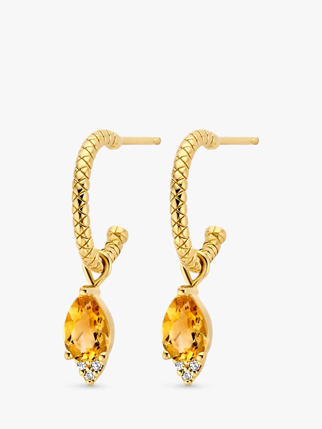 Buy DPT Antwerp Limone Citrine & Diamond Drop Hoop Earrings, Gold Online at johnlewis.com