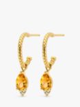Diamanti Per Tutti Limone Citrine & Diamond Drop Hoop Earrings, Gold