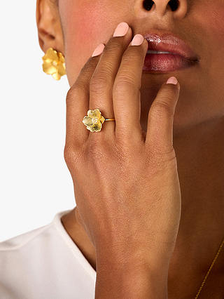 DPT Antwerp Diamond Heart Jasmine Flower Ring, Gold