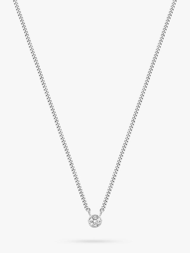 DPT Antwerp First Round Diamond Pendant Necklace, Silver