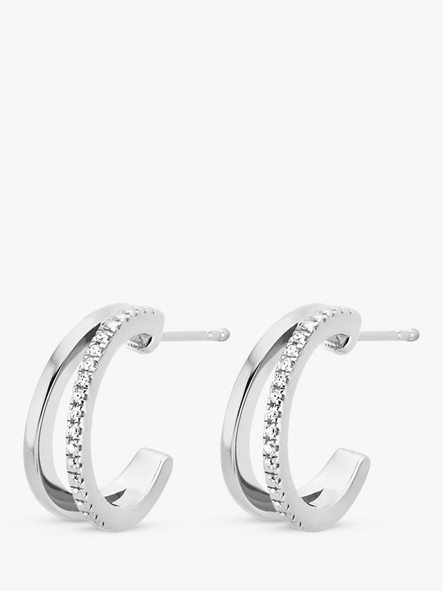 DPT Antwerp Diamond Double Hoop Earrings, Silver