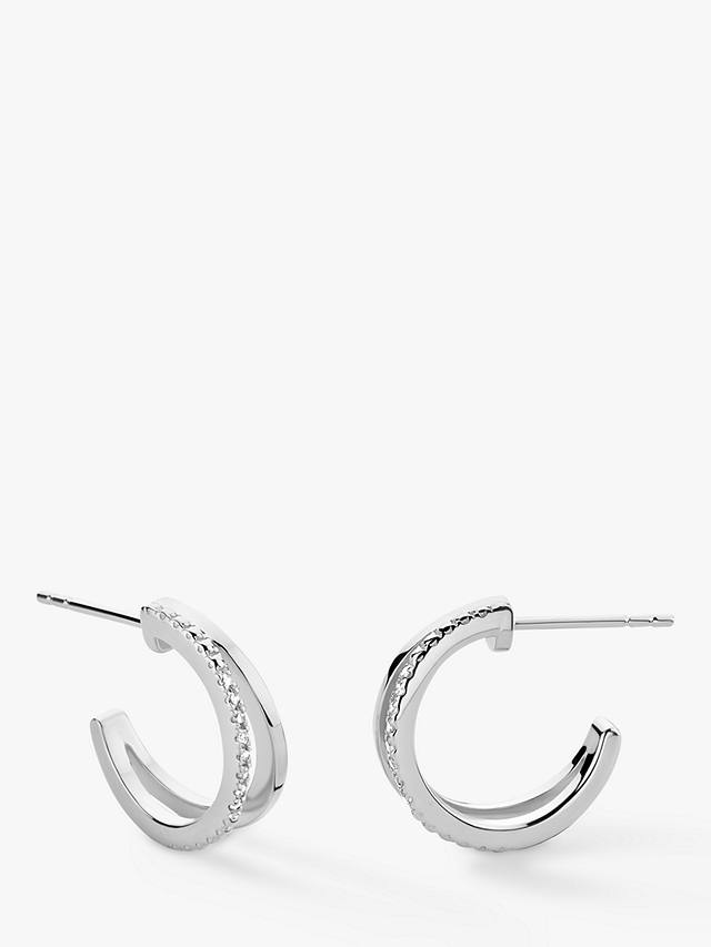 DPT Antwerp Diamond Double Hoop Earrings, Silver