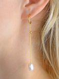 DPT Antwerp Baroque Pearl Long Drop Earrings, Gold