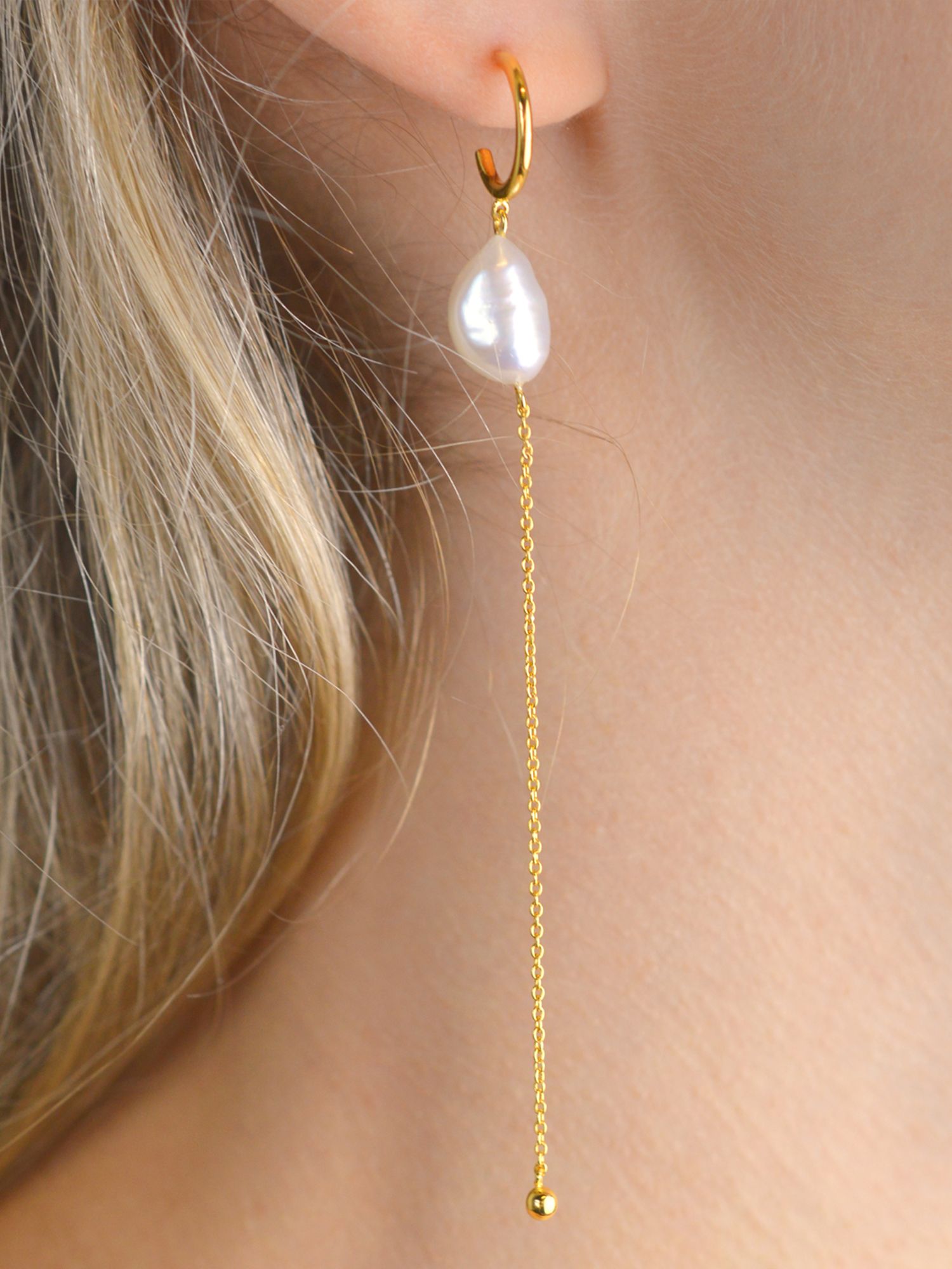 Buy DPT Antwerp Baroque Pearl Long Drop Earrings, Gold Online at johnlewis.com