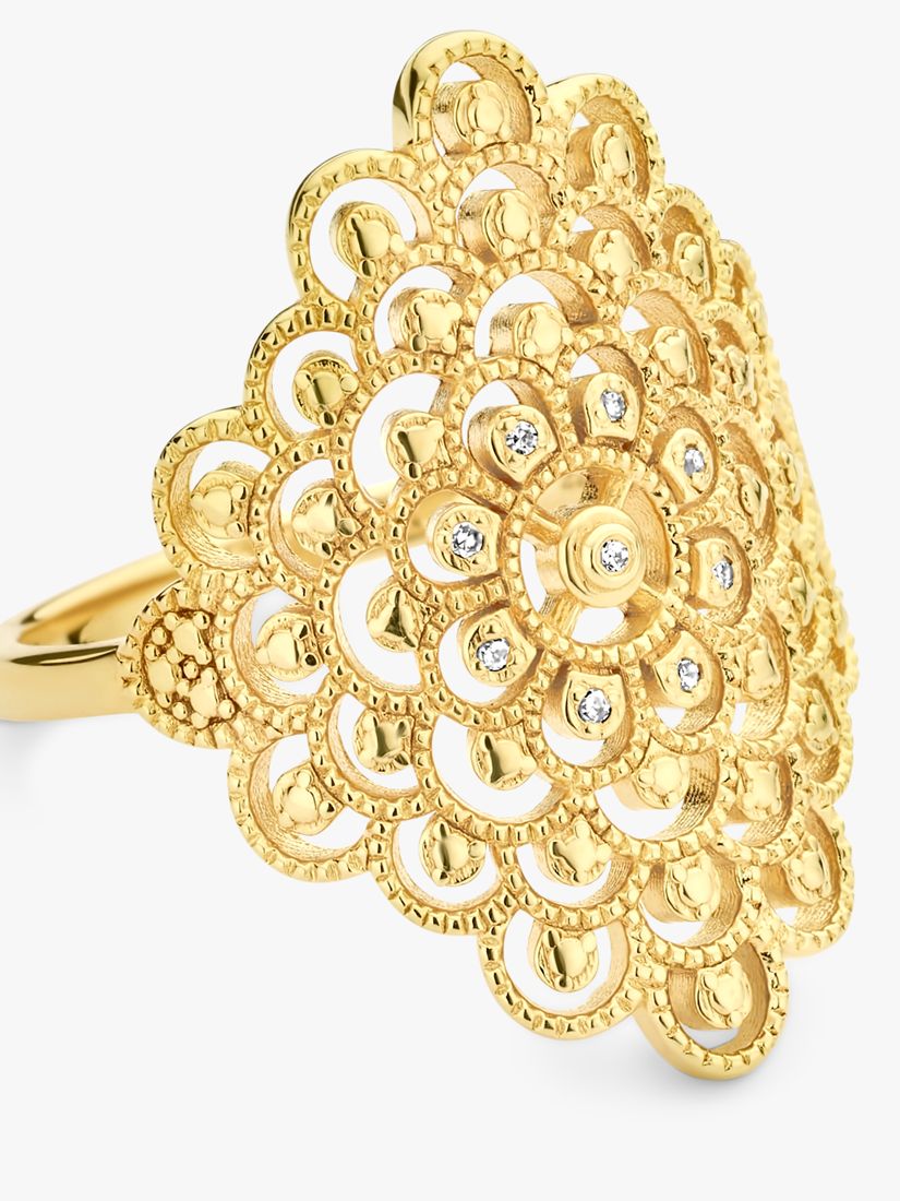 Buy DPT Antwerp Blessed Diamond Patterned Statement Ring, Gold Online at johnlewis.com