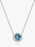 DPT Antwerp Aurora Topaz & Diamond Pendant Necklace, Silver/Blue