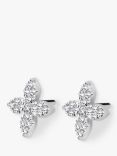 Diamanti Per Tutti Floral Diamond Stud Earrings, Silver