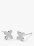 DPT Antwerp Floral Diamond Stud Earrings, Silver