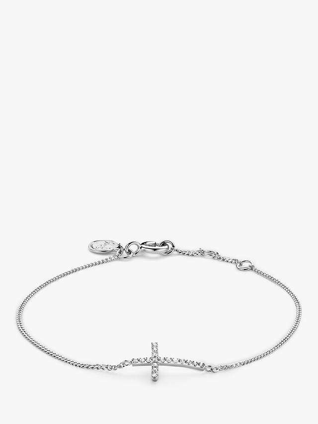 DPT Antwerp Diamond Cross Chain Bracelet, Silver