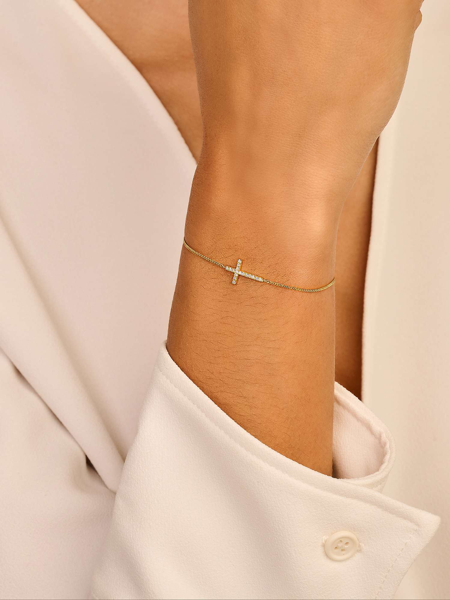 Buy DPT Antwerp Diamond Cross Chain Bracelet, Silver Online at johnlewis.com