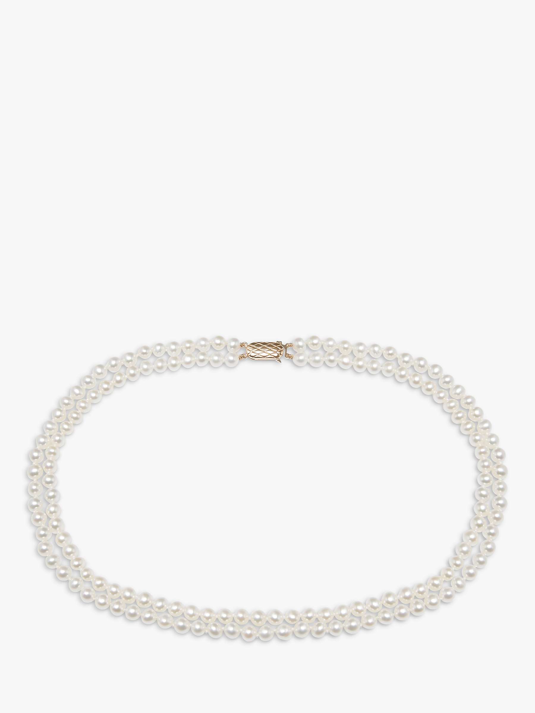 Buy A B Davis Double Row Cultured Pearl Necklace, Yellow Gold Online at johnlewis.com