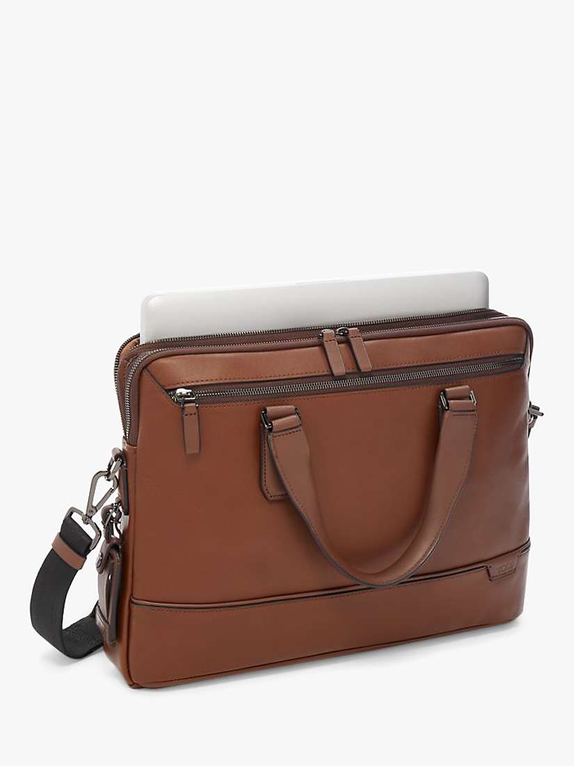 Buy TUMI Sycamore Slim Leather Briefcase, Cognac Online at johnlewis.com