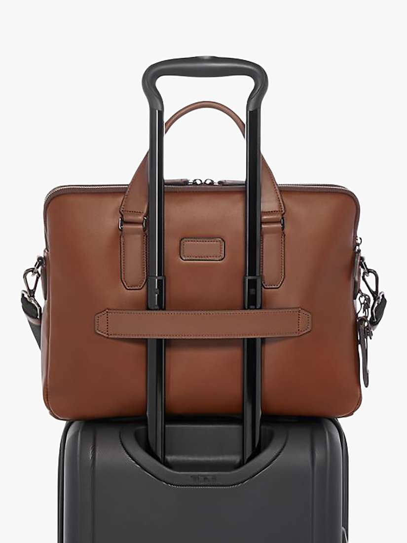 Buy TUMI Sycamore Slim Leather Briefcase, Cognac Online at johnlewis.com