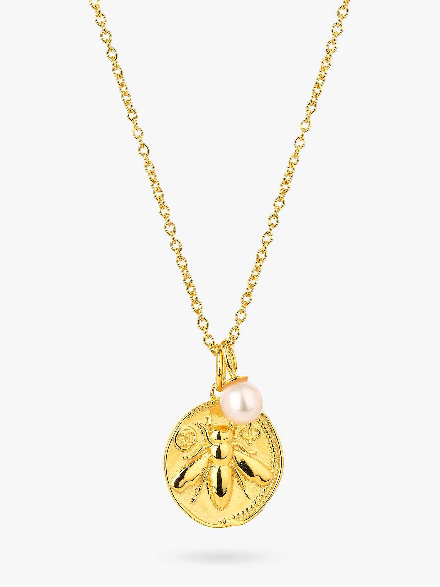 Buy Claudia Bradby Bee Coin and Pearl Pendant Necklace Online at johnlewis.com