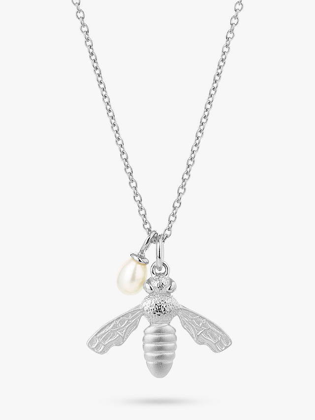 Claudia Bradby Pearl & Flying Bee Pendant Necklace, Silver