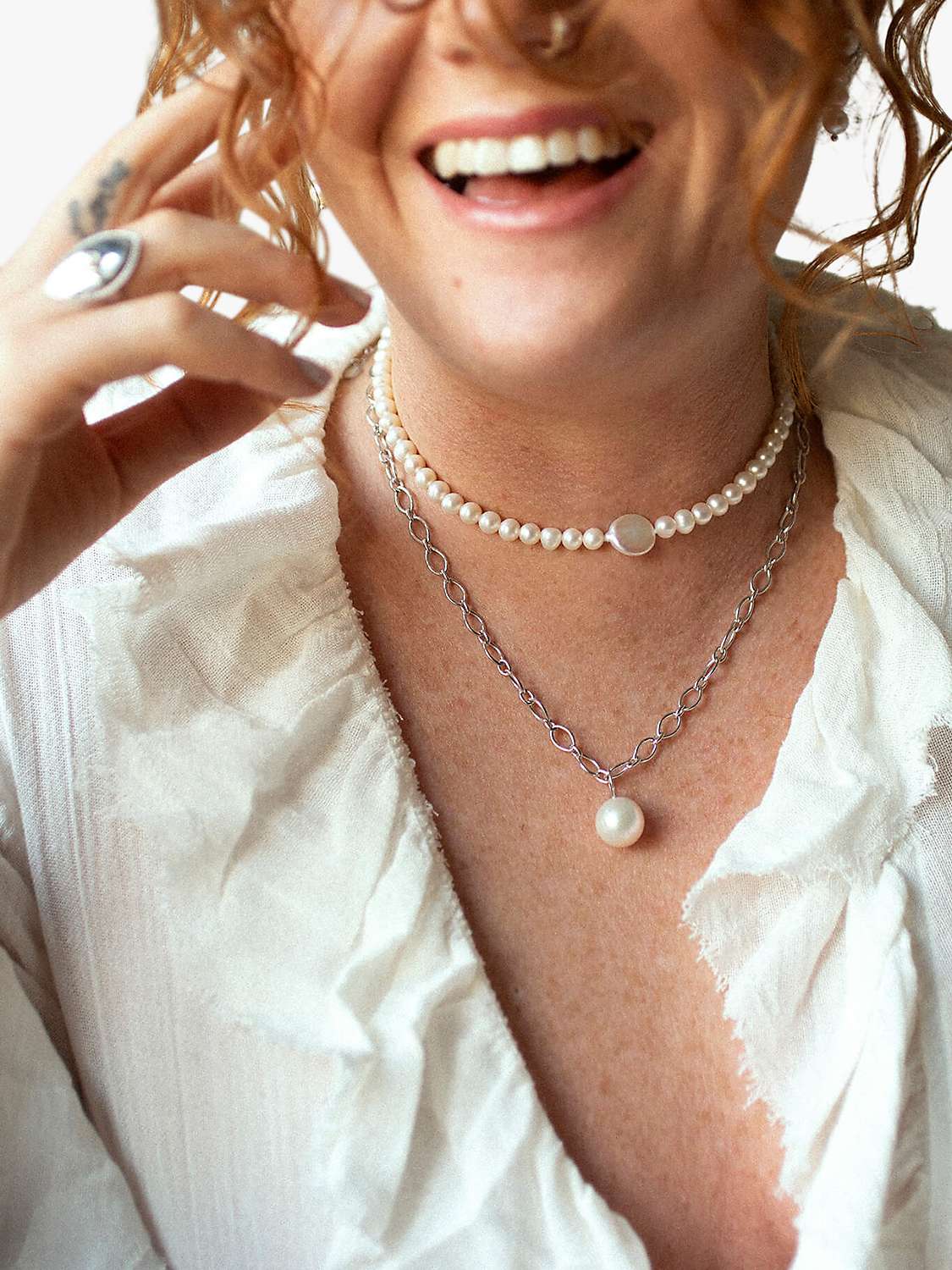 Buy Claudia Bradby Freshwater Pearl Necklace, Silver Online at johnlewis.com
