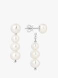 Claudia Bradby Two in One Pearl Stud/Drop Earrings, Silver