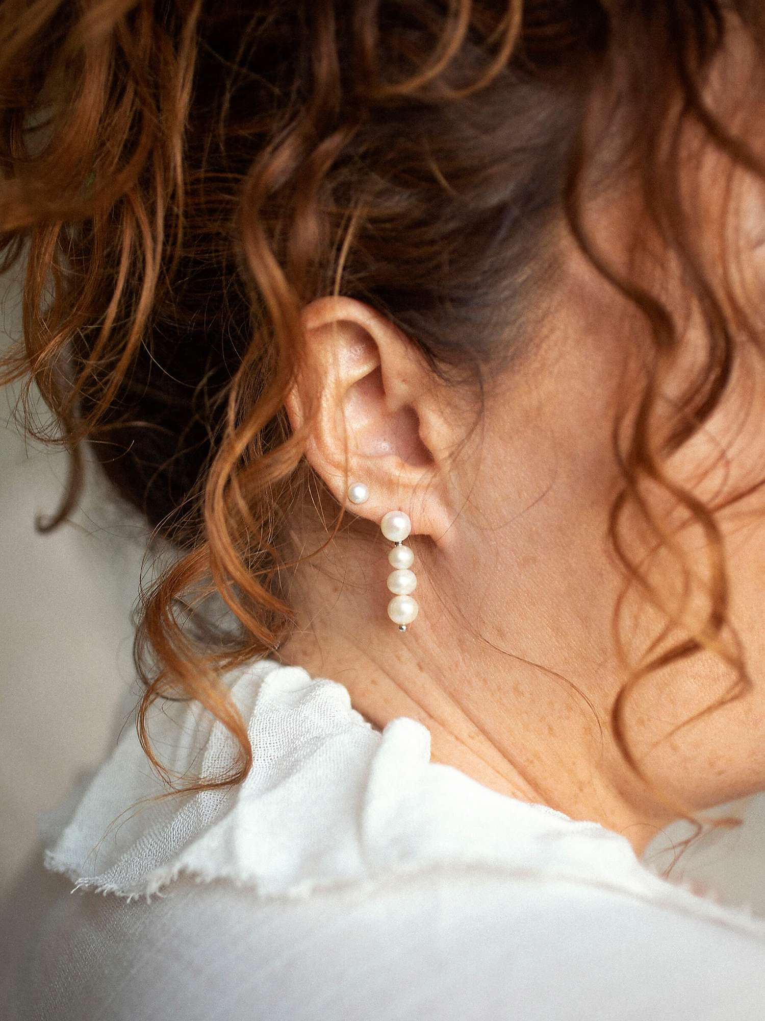 Buy Claudia Bradby Two in One Pearl Stud/Drop Earrings, Silver Online at johnlewis.com