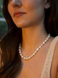 Claudia Bradby Baroque Freshwater Pearl T-Bar Necklace, Silver