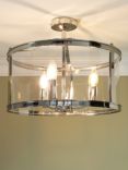 Laura Ashley Harrington 3 Bulb Semi Flush Ceiling Pendant Light, Polished Nickel