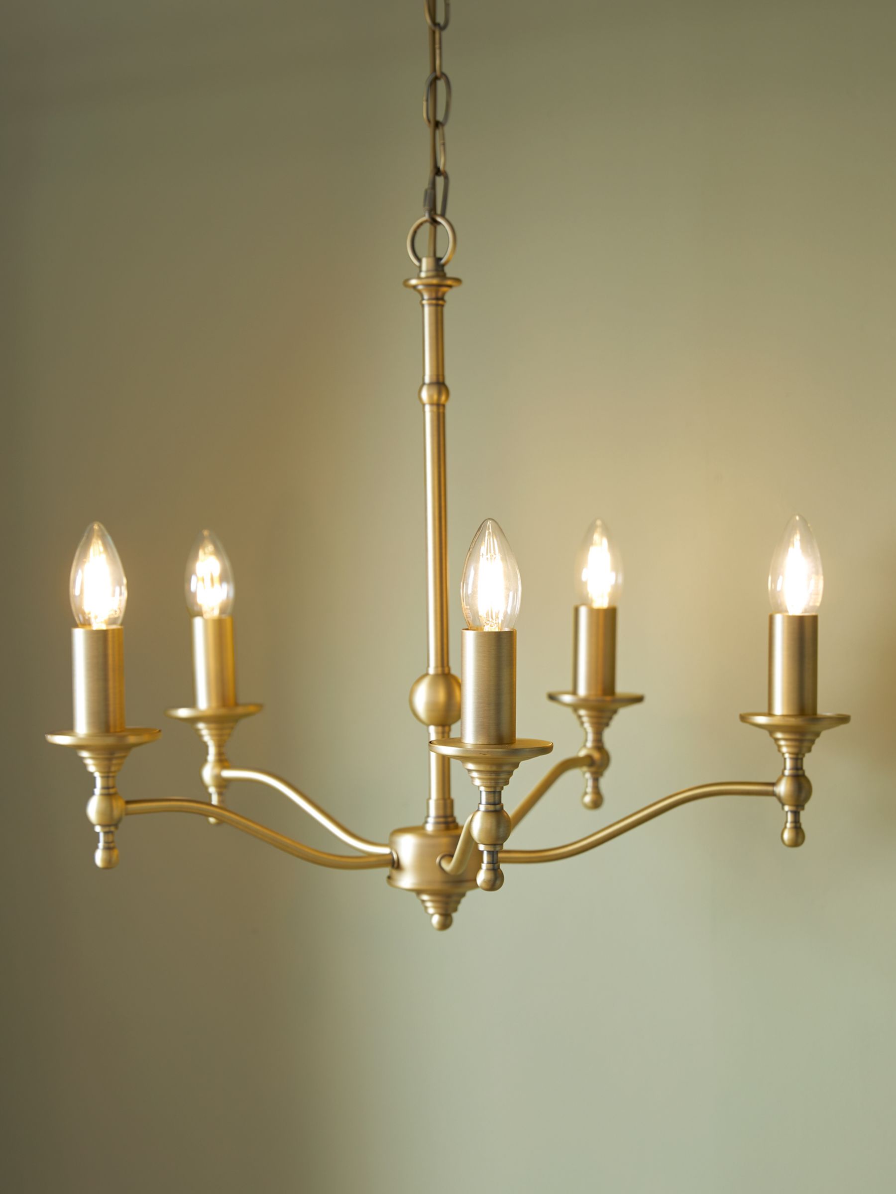 John Lewis Five Arm Brass Candelabra