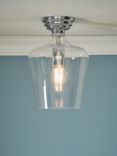 Laura Ashley Ockley Glass Semi Flush Ceiling Light, Polished Chrome