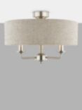 Laura Ashley Sorrento 3 Arm Ceiling Light, Natural/Satin Nickel