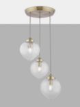 Laura Ashley Whitham 3 Light Cluster Fluted Glass Ceiling Pendant Light, Antique Brass