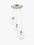 Laura Ashley Whitham 3 Light Cluster Fluted Glass Ceiling Pendant Light, Antique Brass