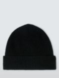 John Lewis Cashmere Rib Knit Beanie Hat, Black