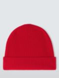 John Lewis Cashmere Rib Knit Beanie Hat, Red