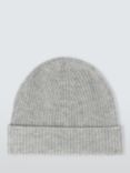 John Lewis Cashmere Rib Knit Beanie Hat, Light Grey