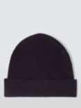 John Lewis Cashmere Rib Knit Beanie Hat, Purple