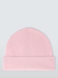 John Lewis Cashmere Rib Knit Beanie Hat, Light Pink