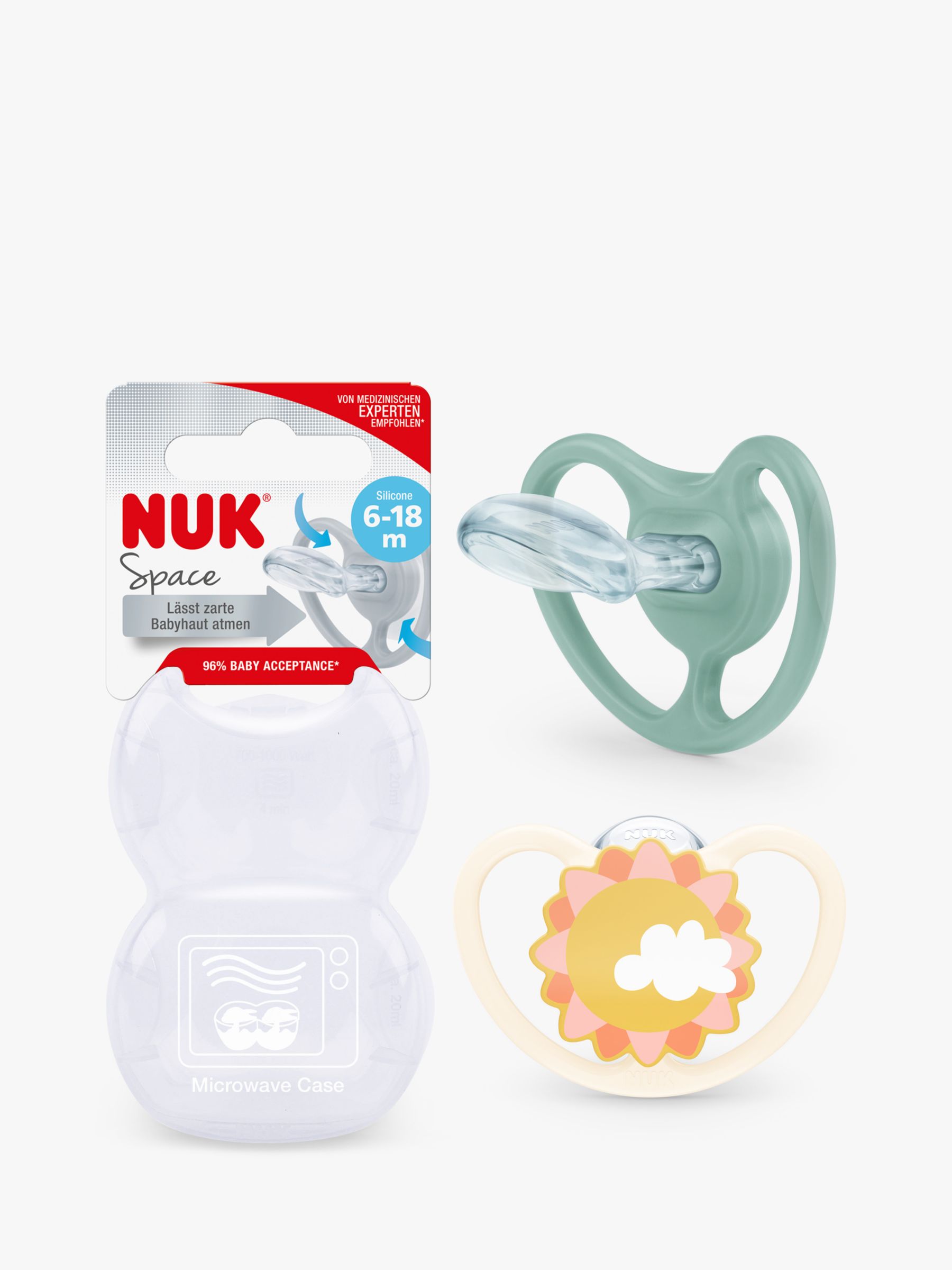 NUK Space Zebra Silicone Baby Soothers, Pack of 2, 6-18 months