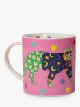 Karen Mabon Leopard Bone China Mug, 310ml, Pink/Multi