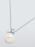 Lido Freshwater Pearl and Cubic Zirconia Button Pendant Necklace