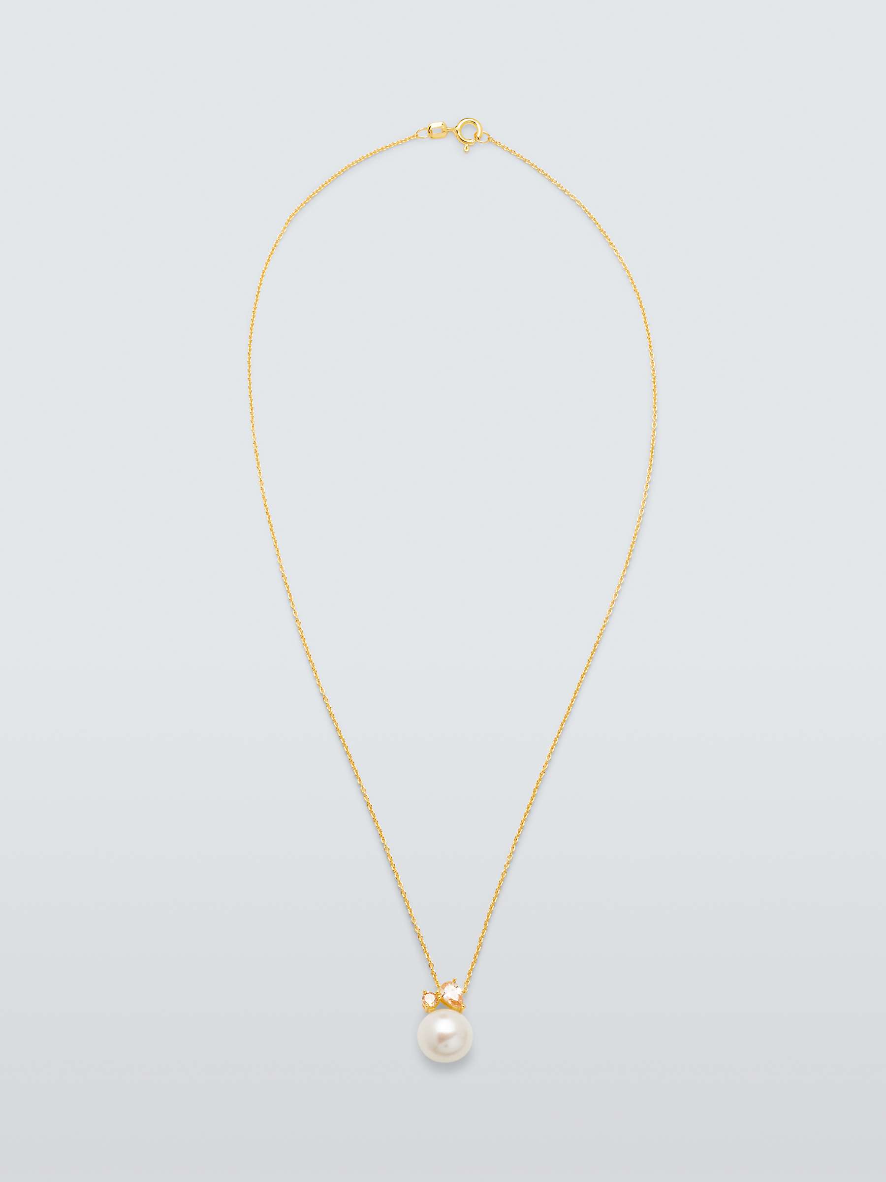 Buy Lido Freshwater Pearl and Cubic Zirconia Button Pendant Necklace Online at johnlewis.com