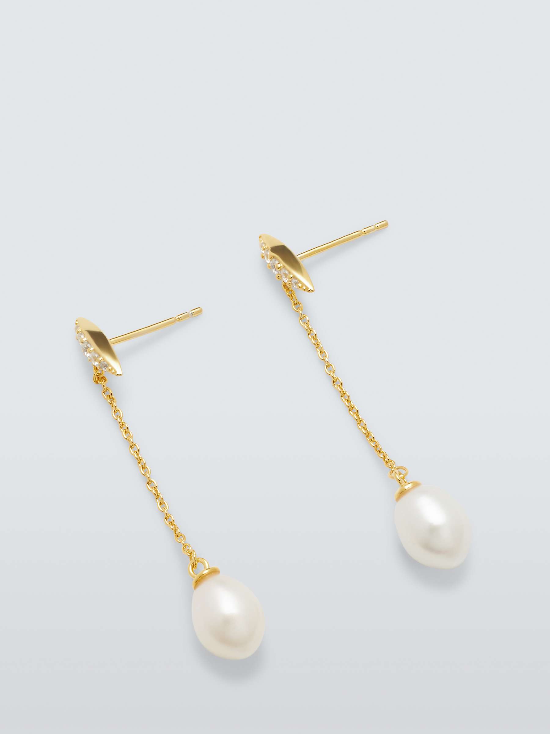 Buy Lido Oval Freshwater Pearl and Cubic Zirconia Bar Drop Earrings Online at johnlewis.com